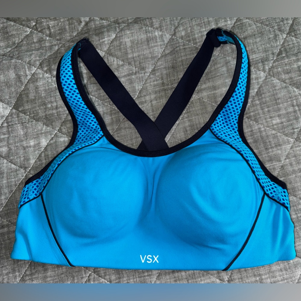 VSX Blue Racerback Sports Bra Moisture-Wicking, LIKE NEW 34B